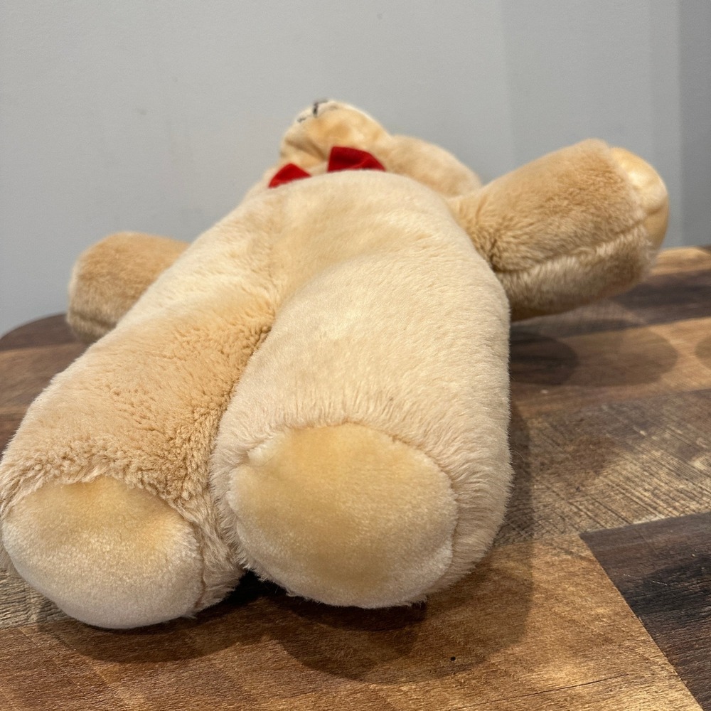 Vintage Gerber TLC Teddy Bear Plush 19" Large Tan Stuffed Animal Red Bow Tie - Picture 10 of 10